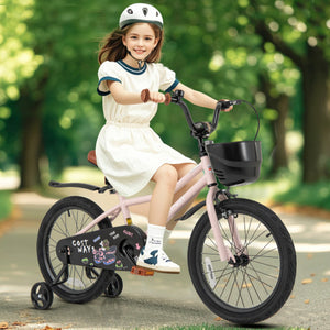 18 Inches Kids Bike with Basket and Adjustable Handlebar for 4-8 Years Old