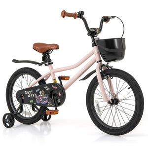 18 Inches Kids Bike with Basket and Adjustable Handlebar for 4-8 Years Old