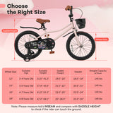 18 Inches Kids Bike with Basket and Adjustable Handlebar for 4-8 Years Old