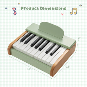 18 Keys Wooden Piano for Kids with Removable Music Stand-Green