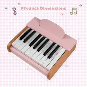 18 Keys Wooden Piano for Kids with Removable Music Stand-Pink