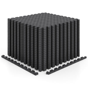 18 PCS Puzzle Exercise Mat EVA Foam Interlocking Floor Tiles-Black