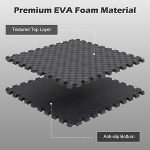 18 PCS Puzzle Exercise Mat EVA Foam Interlocking Floor Tiles-Black