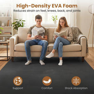 18 Pack Interlocking EVA Foam Floor Tiles with Boarders-Black