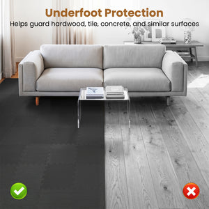18 Pack Interlocking EVA Foam Floor Tiles with Boarders-Black