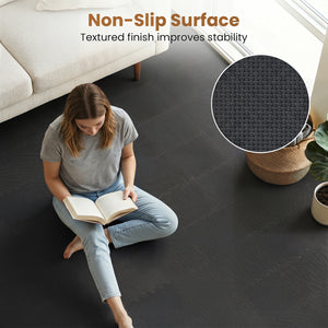 18 Pack Interlocking EVA Foam Floor Tiles with Boarders-Black