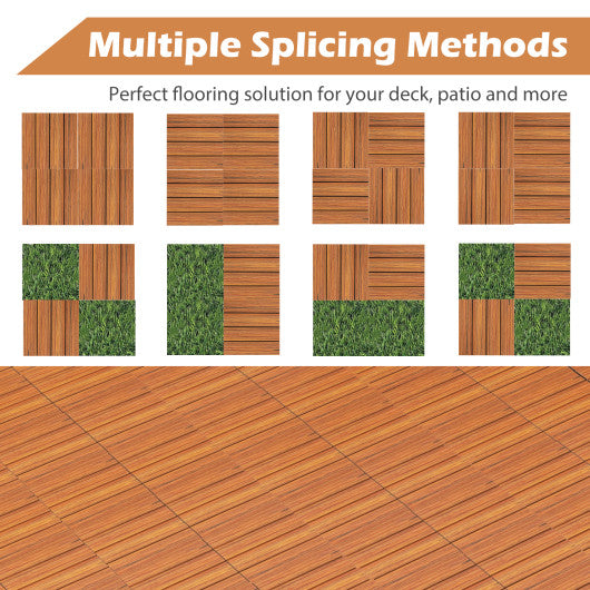 18 Pieces 12 x 12 Inch Interlocking Deck Tiles for 1.7㎡ Total Splicing Area-Brown