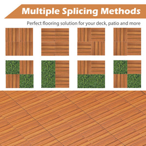 18 Pieces 12 x 12 Inch Interlocking Deck Tiles for 1.7㎡ Total Splicing Area-Brown