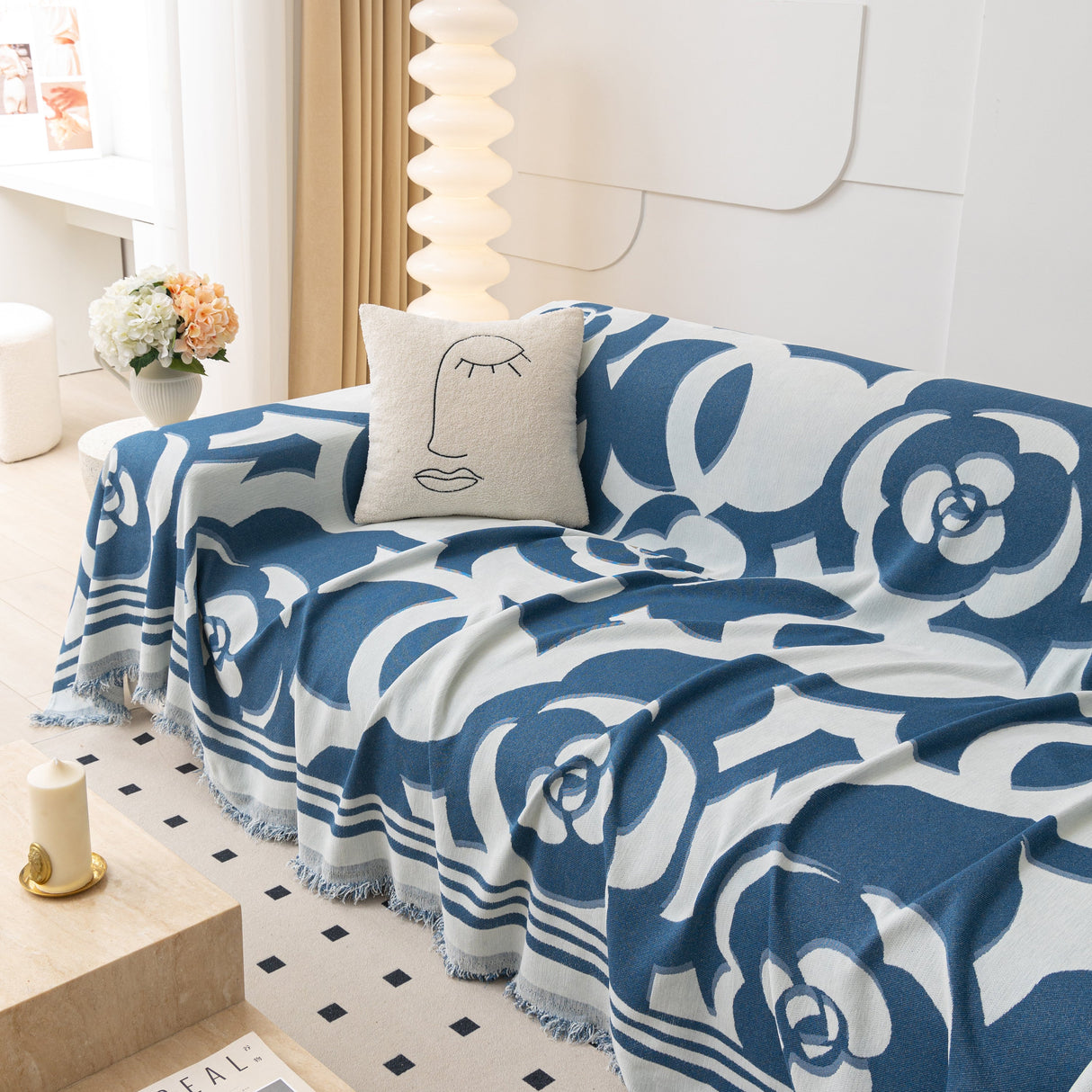 Chenille Sofa Cover Blanket, Couch Cover Blanket Throws for Couches Living Room Furniture Throw Covers