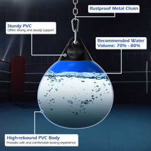 18 Inch 110 Pound Heavy Punching Water Aqua Bag with Adjustable Metal Chain-Blue