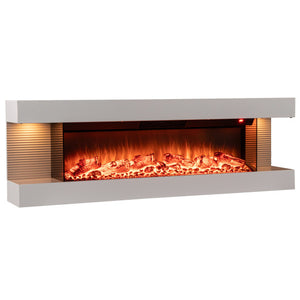 18/36 Inch 3-Sided Wall Mounted Electric Fireplace with 32/50 Inch Wide Floating Mantle-36 Inch