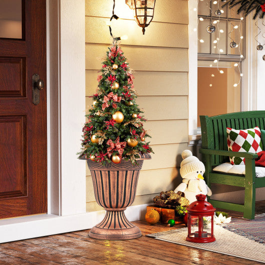 18 inch Tall Vintage Planters Set of 2 with Pedestal Base and Pre-marked Drain Hole-Bronze