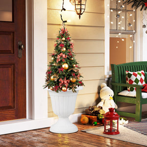 18 inch Tall Vintage Planters Set of 2 with Pedestal Base and Pre-marked Drain Hole-White