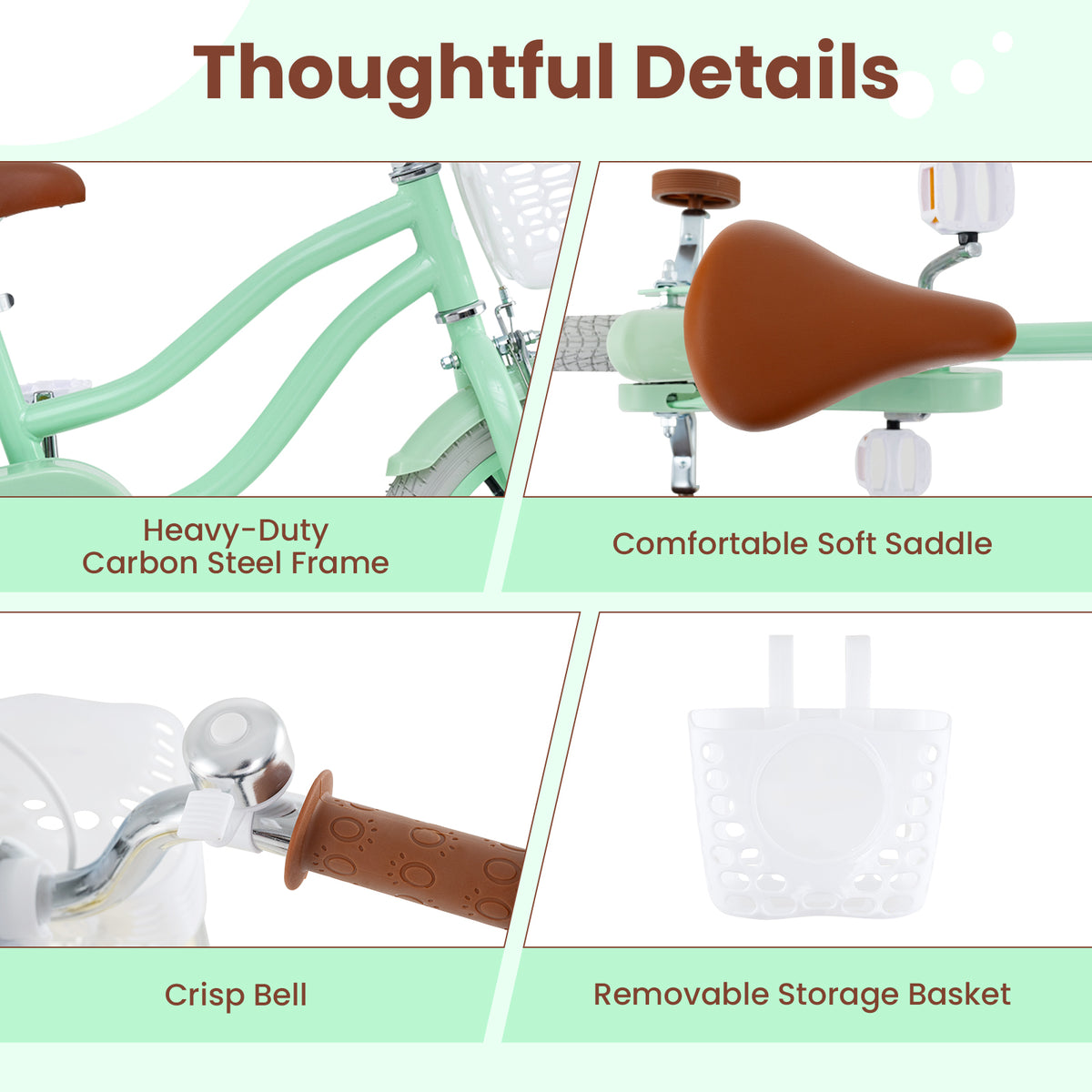 18 Inch Kids Bike with Adjustable Seat and Bell for Kids 3-8 Years Olds-18 inches