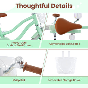 18 Inch Kids Bike with Adjustable Seat and Bell for Kids 3-8 Years Olds-18 inches