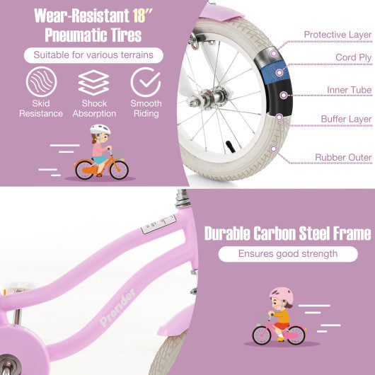 Children Bicycle with Front Handbrake and Rear Coaster Brake-Purple