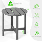 Set of 2 18 Inch Round Weather-Resistant Adirondack Side Tables-Gray