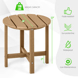 Set of 2 18 Inch Round Weather-Resistant Adirondack Side Tables-Brown