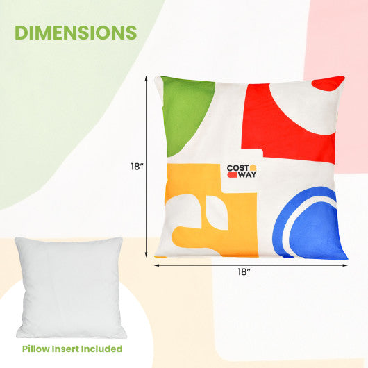 18" x 18" Inches Square Throw Pillows with Removable and Washable Velvet Pillow Cases