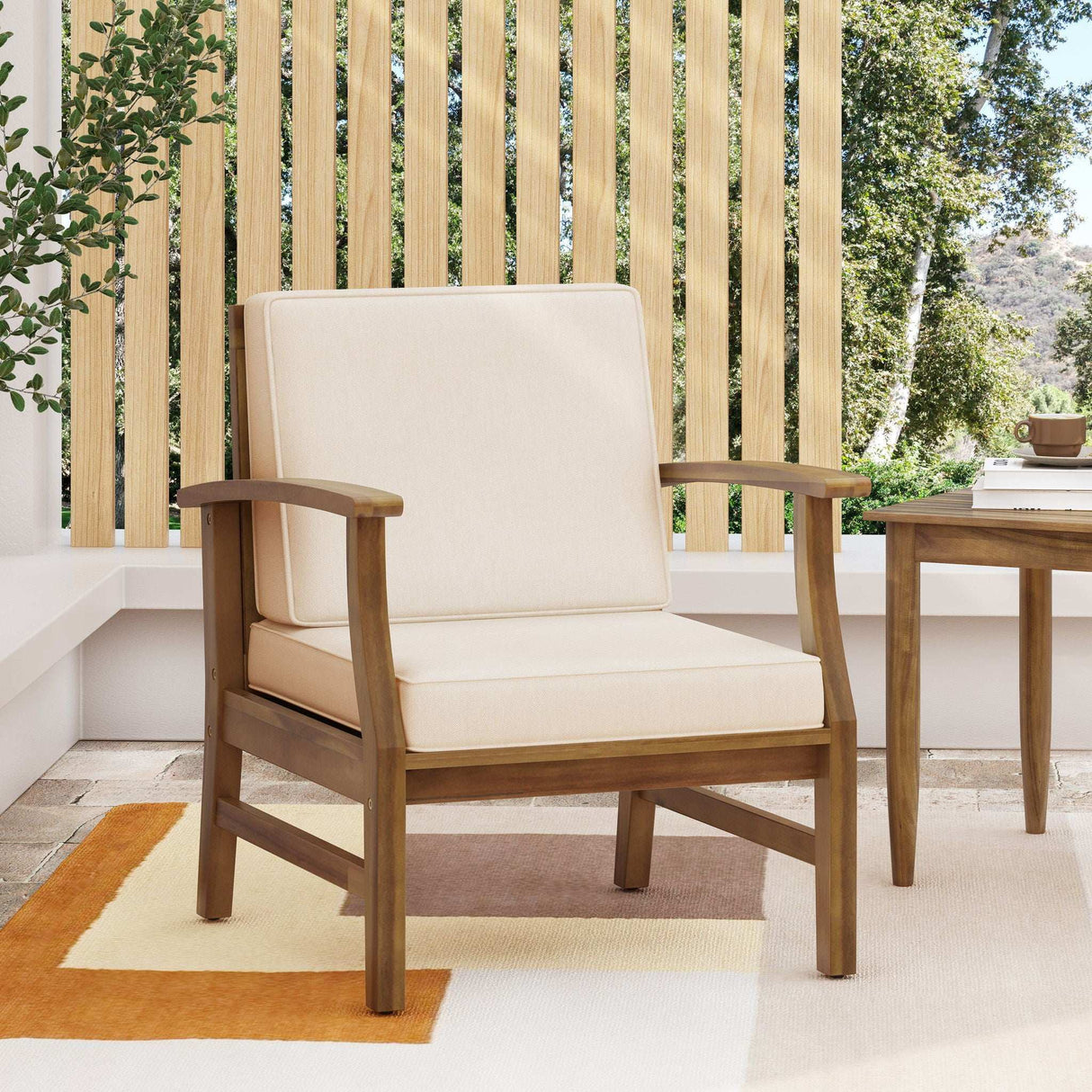 Perla Contemporary Club Chair with Water-Resistant Cushion