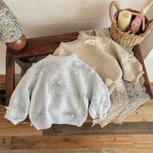 Girl's Sweater Fashion Children's Bow Knitwear