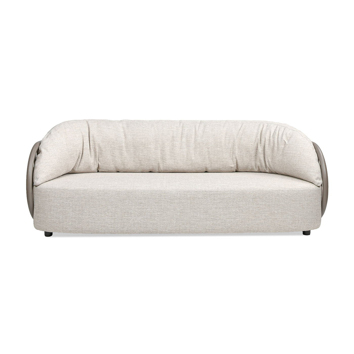 Harper - Barrel Upholstered Patio Deep Seating Sofa - Oat Beige by Couch.com