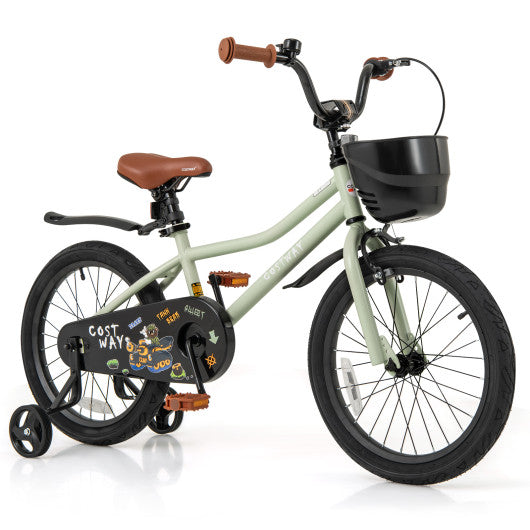 18-Inch Kids Bike Adjustable with Training Wheels for 4-8 Years Old