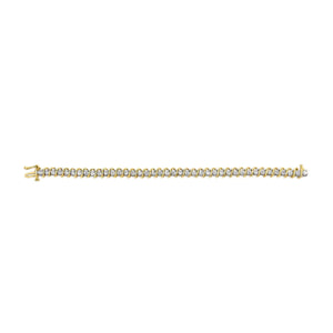 18K Yellow Gold 4.0 Cttw Round-Cut Diamond S-Link 7" Inch Tennis Bracelet (I-J Color, SI1-SI2 Clarity)