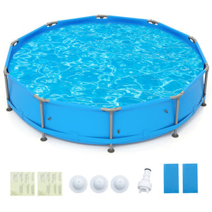 690/978/1158/1617 Gal Outdoor Family Swimming Pool with Metal Frame-12 ft