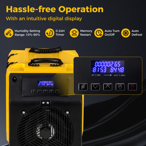 190 PPD Commercial Dehumidifier with Pump and 2 Wheels-Yellow