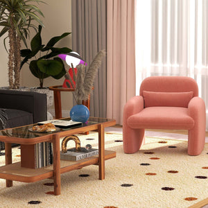 Modern Living Room Furniture Set (Bookcase + Coffee Table + End Table + Accent Chair)