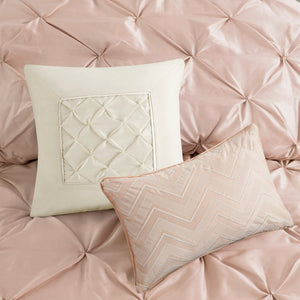 7 Piece Tufted Comforter Set Blush Full