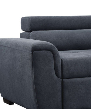 Couch.com Haris Fabric Sleeper Sofa Sectional With Adjustable Headrest And Storage Ottoman Dark Gray, Adjustable, with Storage, Modern Style, Fabric Construction, Dark Gray Finish by Couch.com