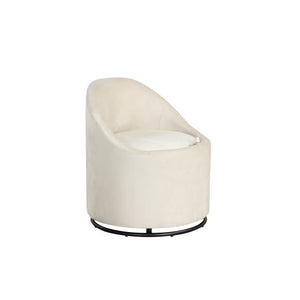 Barrel Chair with Storage 360° Swivel Upholstered Vanity Chair-Beige