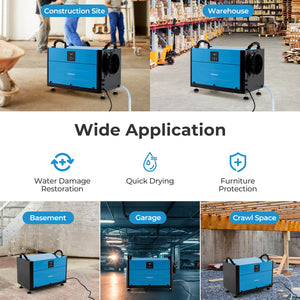 192 Pint Crawl Space Dehumidifier with 3 Modes and 24H Timer-Blue