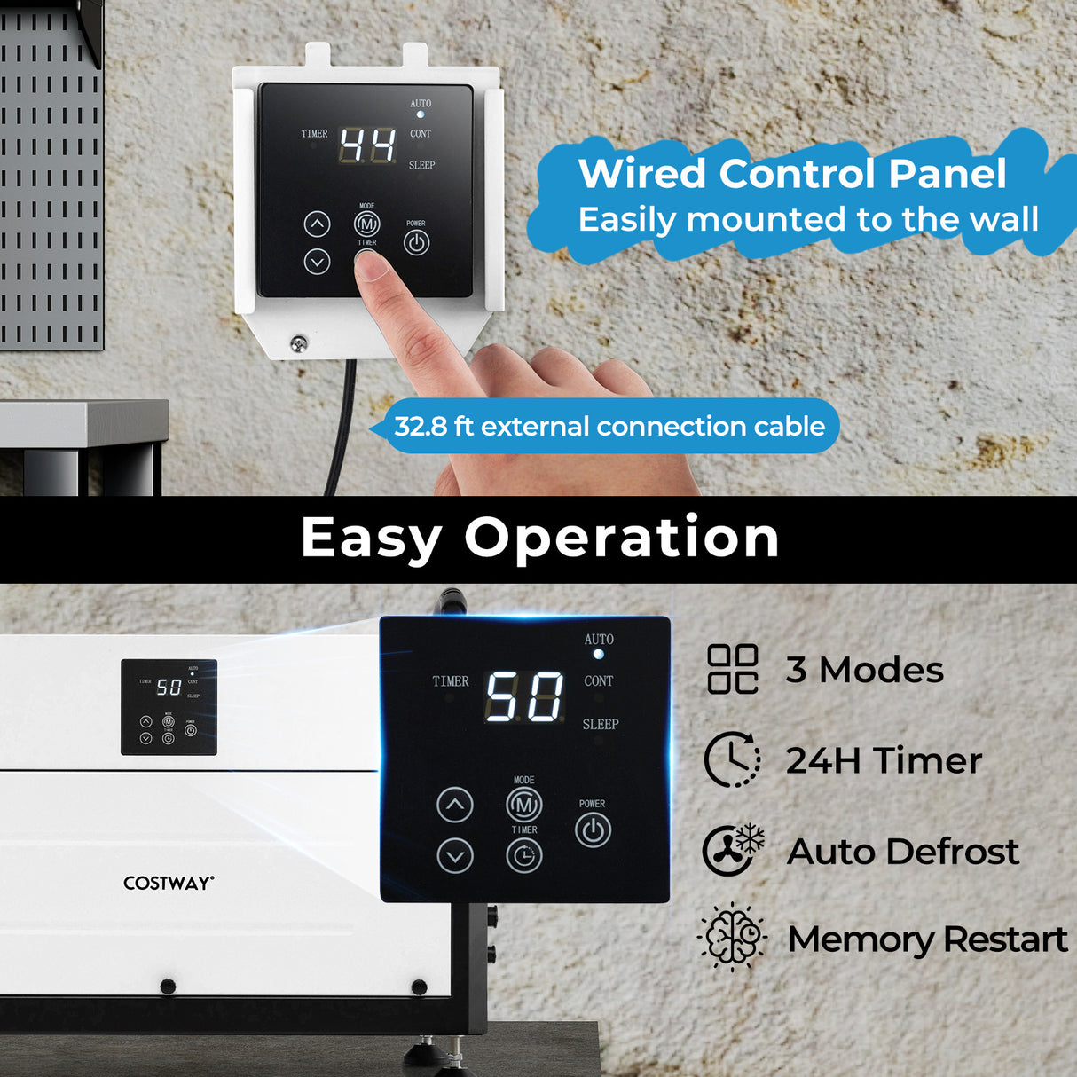 192 Pint Crawl Space Dehumidifier with 3 Modes and 24H Timer-White