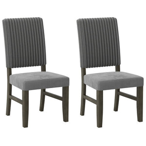 Dining Chair Set of 2 Mid-Century Modern Velvet Fabric Upholstered Chairs-Grey