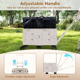 Large Foldable Utility Cart with 2-Tier Storage Crates and Telescoping Handle-White