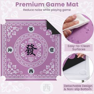 35 Inch 4 Player Game Card Folding Mahjong Table with Cup Holders-Pink