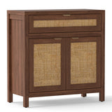 Sideboard Storage Cabinet with Rattan Doors and Drawer-Brown