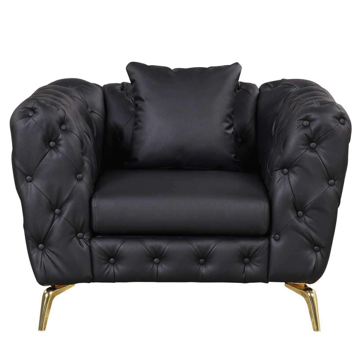 Modern Sofa Couch Upholstered Sofa With Sturdy Metal Legs, Button Tufted Back, Single Sofa Chair For Living Room, Apartment, Home Office - Black by Couch.com