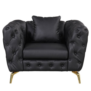 Modern Sofa Couch Upholstered Sofa With Sturdy Metal Legs, Button Tufted Back, Single Sofa Chair For Living Room, Apartment, Home Office - Black by Couch.com