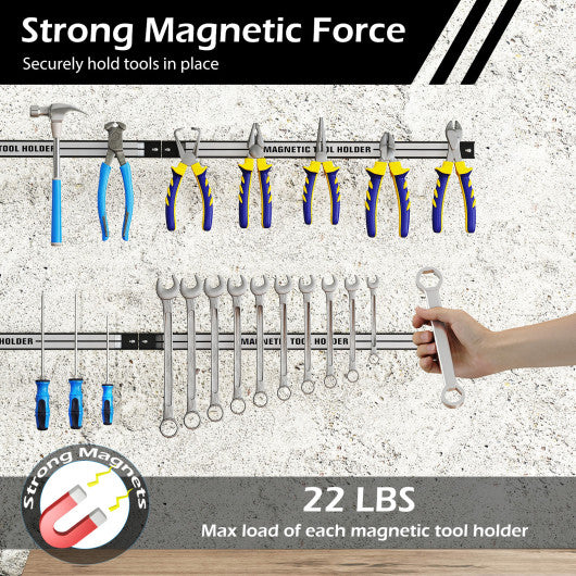 18 Inch Magnetic Tool Holder Strip with Mounting Screws-Silver