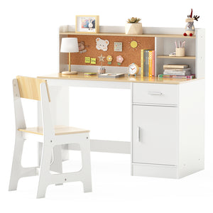 Kids Study Desk and Chair Set Student Table and Chair-Natural