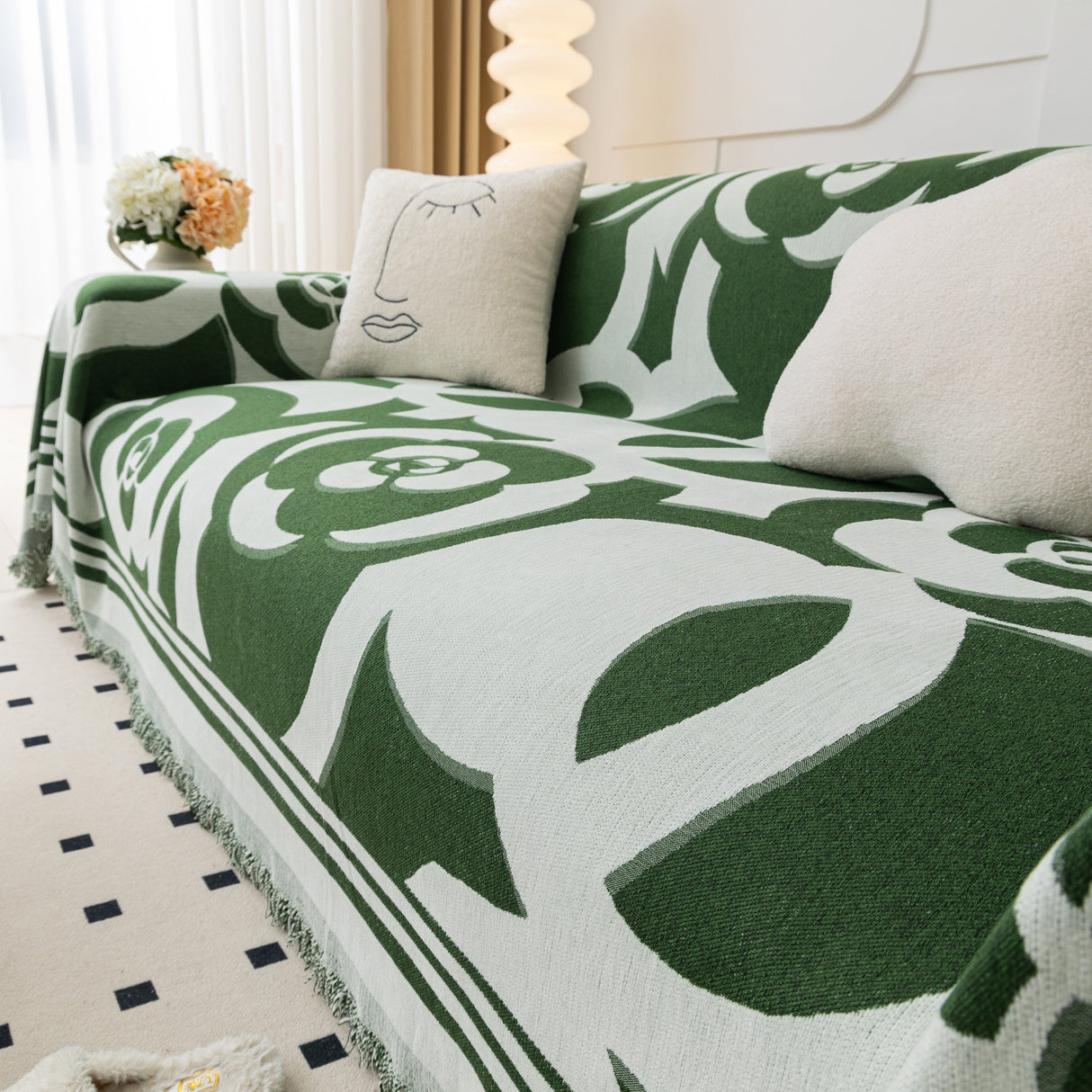 Chenille Sofa Cover Blanket, Couch Cover Blanket Throws for Couches Living Room Furniture Throw Covers