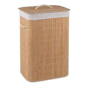 19 Gal Bamboo Clothes Hamper with Removable Liner and Portable Handles-Natrual