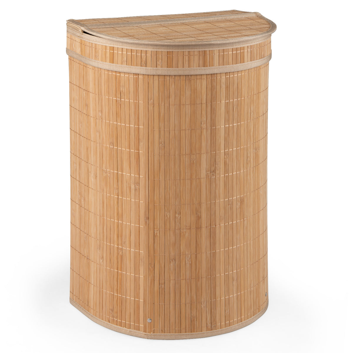 19 Gal Capacity Bamboo Laundry Hamper with Zippered Lid-Natural