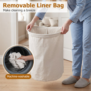 19 Gal Capacity Bamboo Laundry Hamper with Zippered Lid-Black