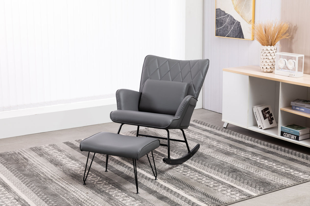 Rocking Accent Chair With Lumbar Pillow And Ottoman by Couch.com