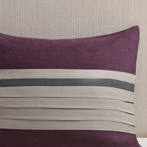 7 Pc Pieced Faux Suede Comforter Set Purple Cal King